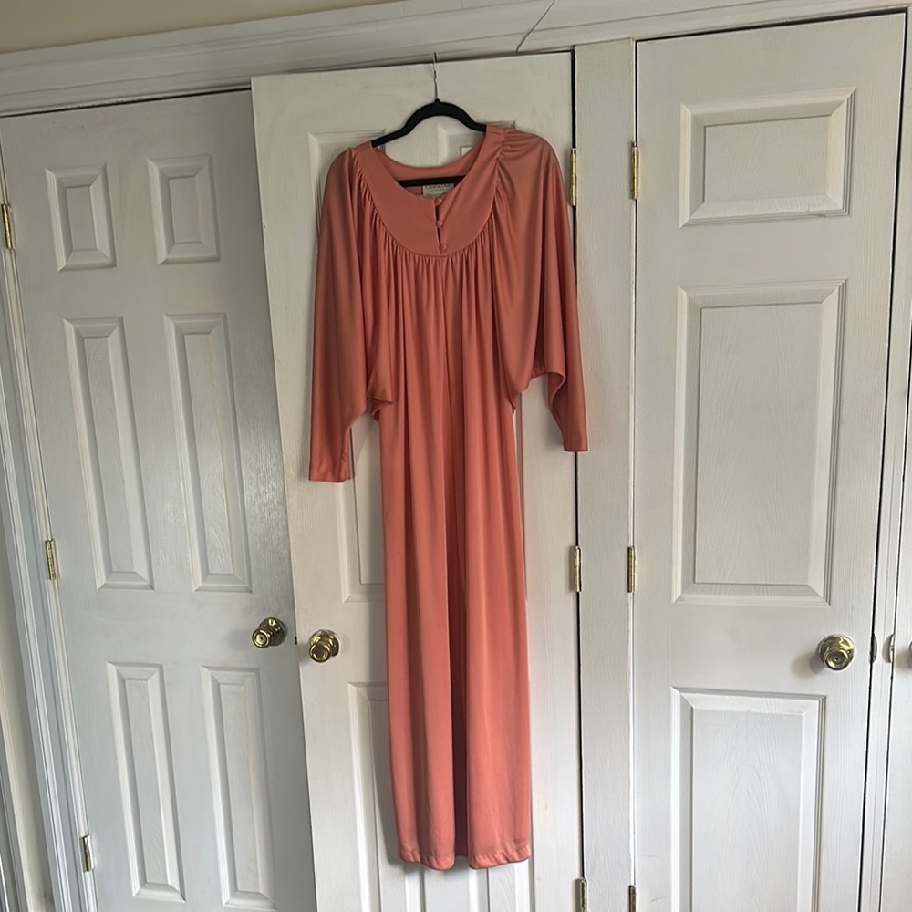 Christian Dior Vintage Coral-Pink Lounge Gown